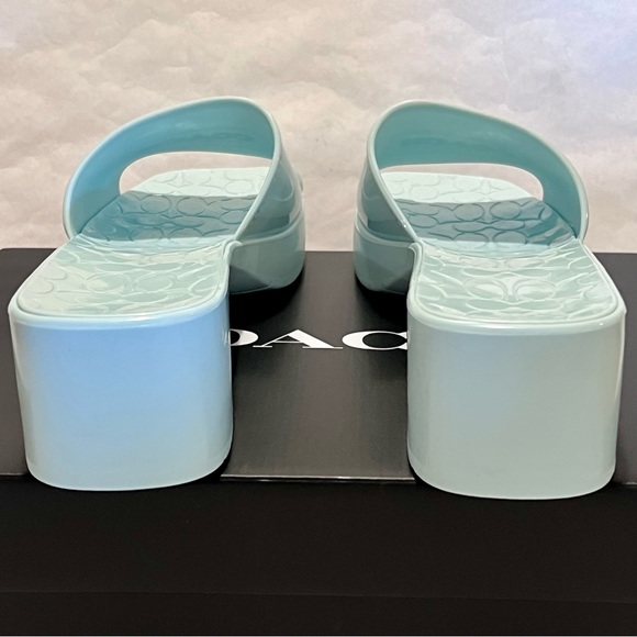 Coach Scarlett Rubber Block Heel Sandals Size 10 Sea Mist (Green/Blue) - Picture 8 of 13